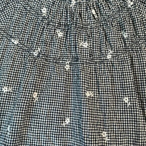 Madewell Embroidered Gingham Shirred Puff-Sleeve Top Medium - Picture 6 of 7